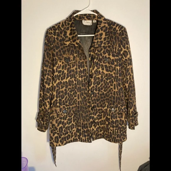Leopard animal print sexy as F jacket trench 3/4 length size s. Trench coat - Picture 3 of 11